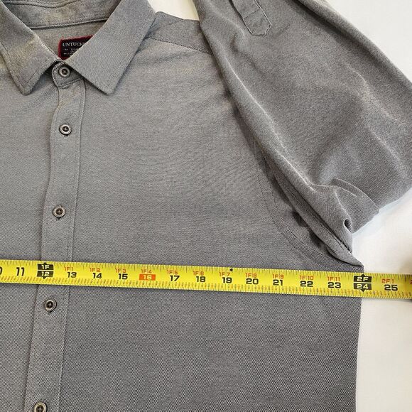 Untuckit Shirt Men Slim Fit Coolmax Casual Button up Long Sleeve stretch XL - Picture 4 of 11
